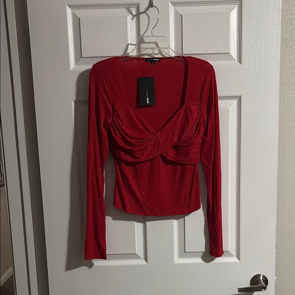SHEIN Red Fitted Bustier Blouse